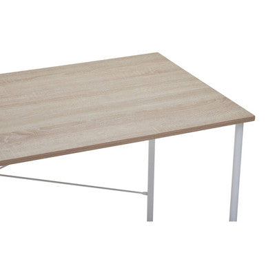 Orsina Bradbury Natural Oak Top Desk – Modern White Metal Frame