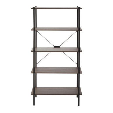 Orsina Bradbury 5-Tier Dark Oak Bookshelf | Industrial Display Unit