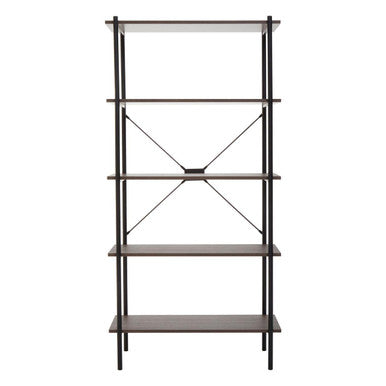 Orsina Bradbury 5-Tier Dark Oak Bookshelf | Industrial Display Unit