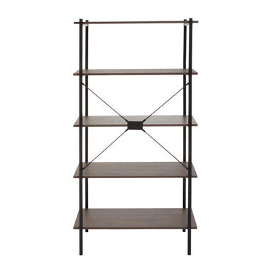 Orsina Bradbury 5-Tier Dark Oak Bookshelf | Industrial Display Unit