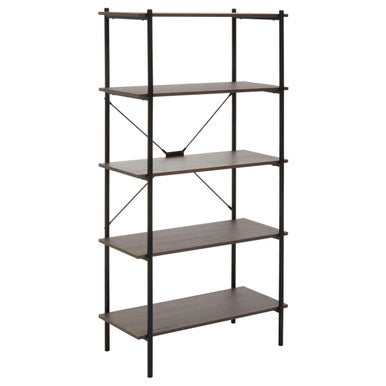 Orsina Bradbury 5-Tier Dark Oak Bookshelf | Industrial Display Unit