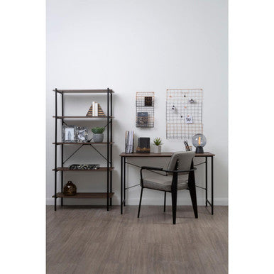 Orsina Bradbury 5-Tier Dark Oak Bookshelf | Industrial Display Unit