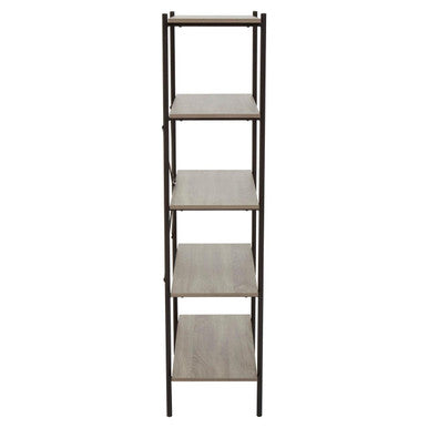Orsina Bradbury Grey Oak 5-Tier Shelf Unit – Industrial Display Bookshelf