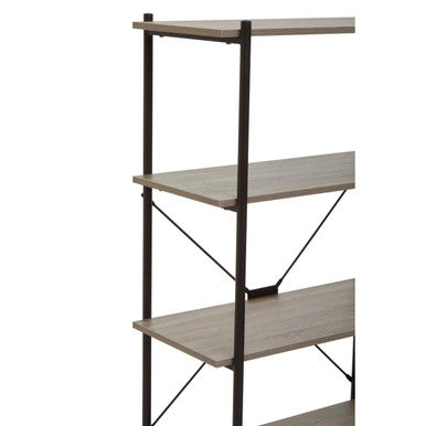 Orsina Bradbury Grey Oak 5-Tier Shelf Unit – Industrial Display Bookshelf
