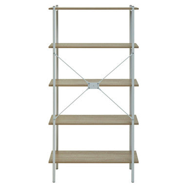 Orsina Bradbury 5-Tier Natural Oak Shelf Unit – Industrial Bookshelf