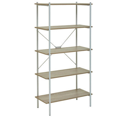 Orsina Bradbury 5-Tier Natural Oak Shelf Unit – Industrial Bookshelf