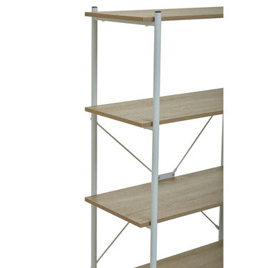 Orsina Bradbury 5-Tier Natural Oak Shelf Unit – Industrial Bookshelf