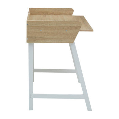 Orsina Bradbury Natural Oak One Drawer Desk | White Metal Frame
