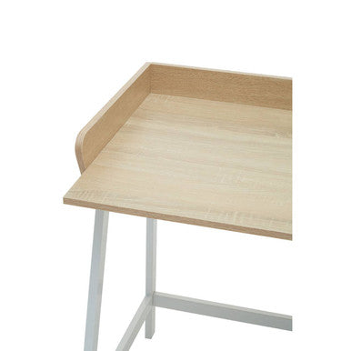 Orsina Bradbury Natural Oak One Drawer Desk | White Metal Frame