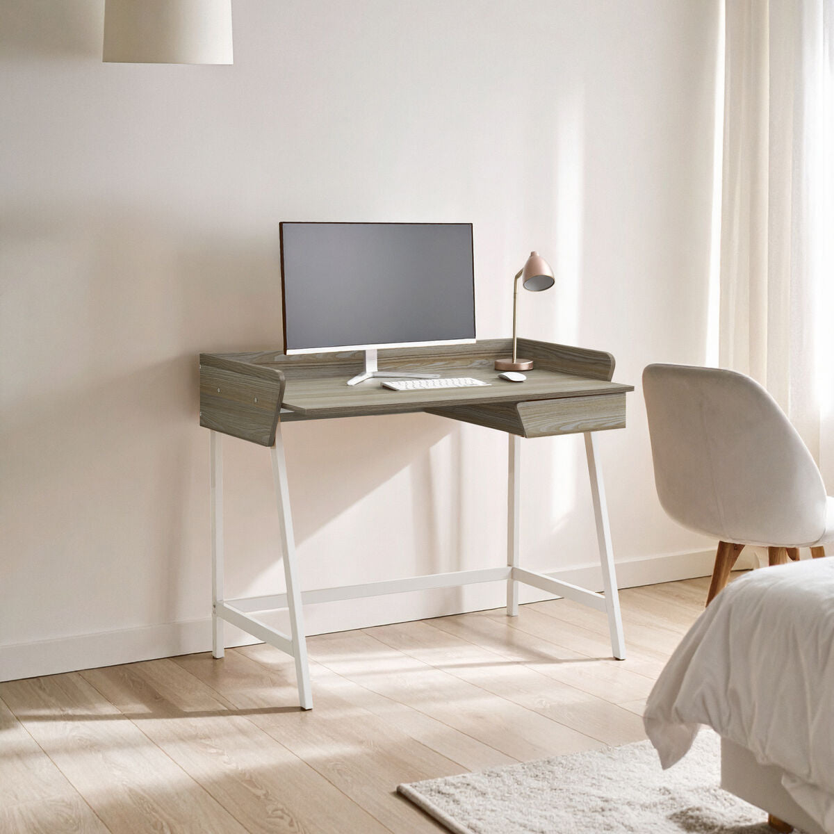 Orsina Bradbury Light Oak Desk – Modern One Drawer Study Table