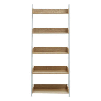 Orsina Bradbury 5-Tier Natural Oak Ladder Shelf | Metal Display Unit