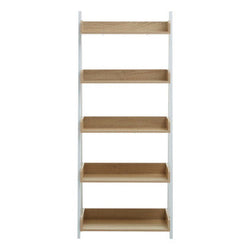Orsina Bradbury 5-Tier Natural Oak Ladder Shelf | Metal Display Unit