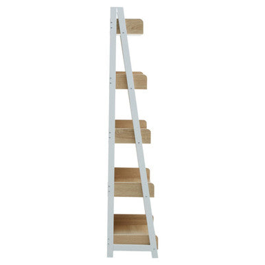 Orsina Bradbury 5-Tier Natural Oak Ladder Shelf | Metal Display Unit
