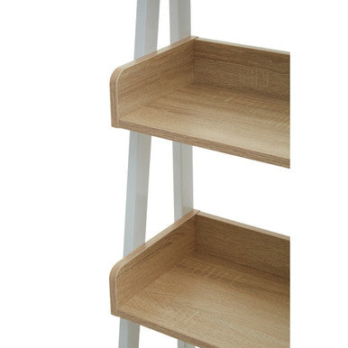 Orsina Bradbury 5-Tier Natural Oak Ladder Shelf | Metal Display Unit