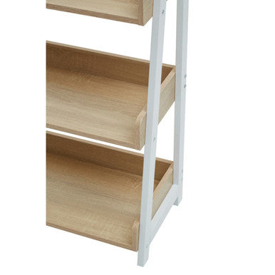 Orsina Bradbury 5-Tier Natural Oak Ladder Shelf | Metal Display Unit