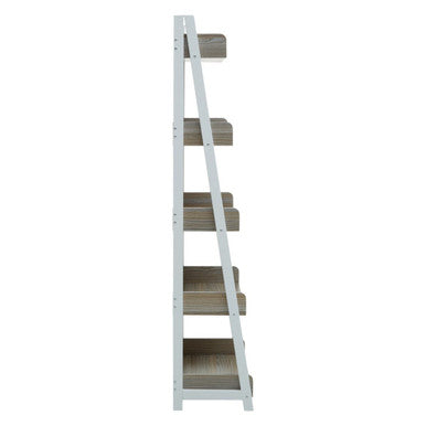 Orsina Bradbury 5-Tier Oak Effect Shelf Unit | Tall Whitewash Bookcase