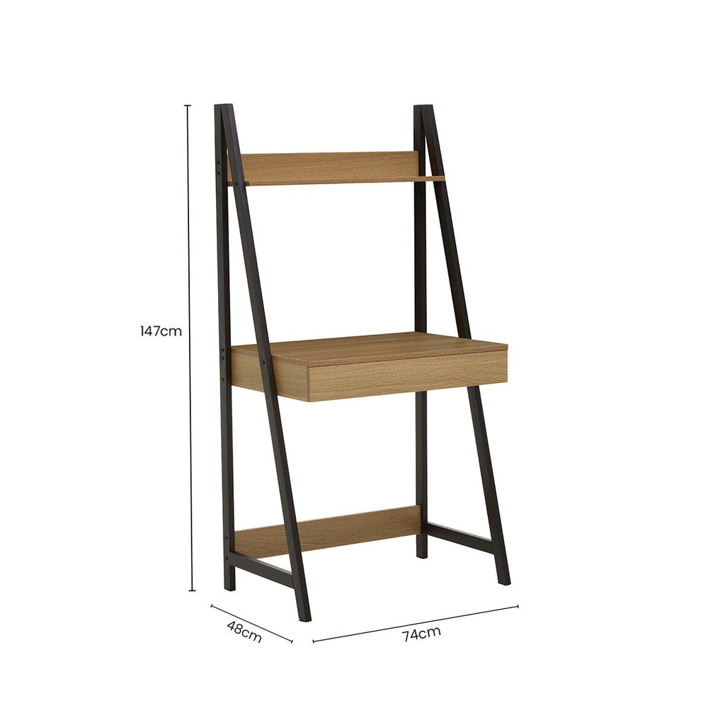Orsina Bradbury Natural Oak Effect Desk with Industrial Metal Frame