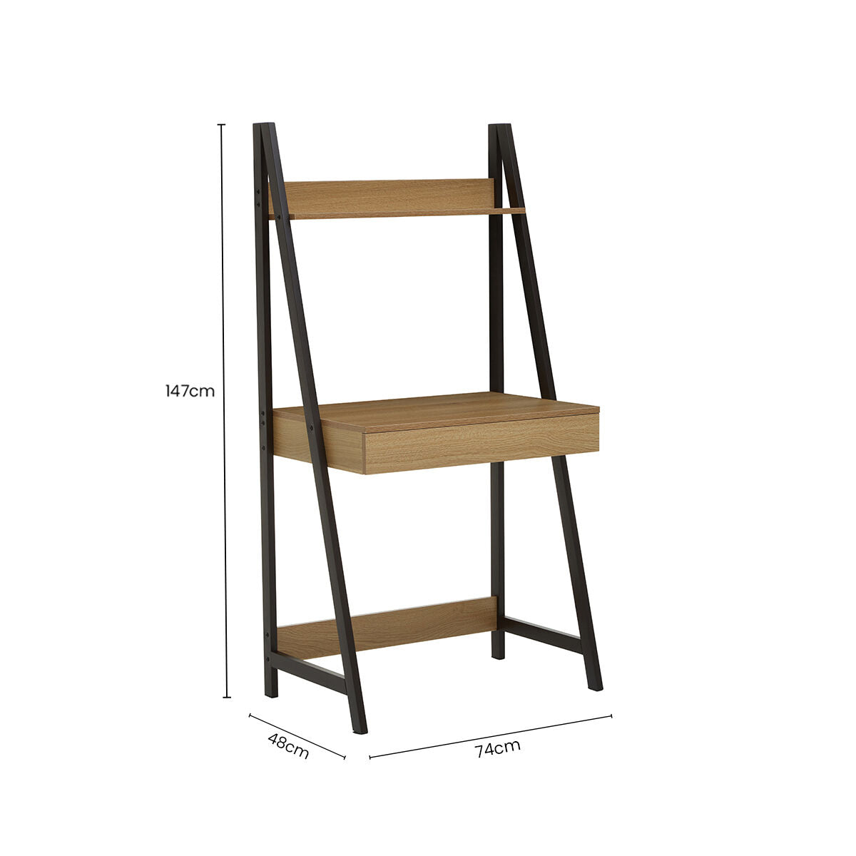 Orsina Bradbury Natural Oak Effect Desk with Industrial Metal Frame