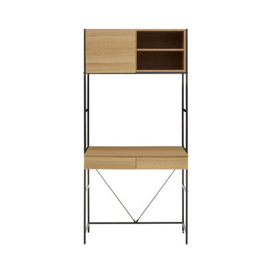 Orsina Bradbury Natural Oak Effect Desk with Storage and Metal Frame