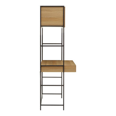 Orsina Bradbury Natural Oak Effect Desk with Storage and Metal Frame
