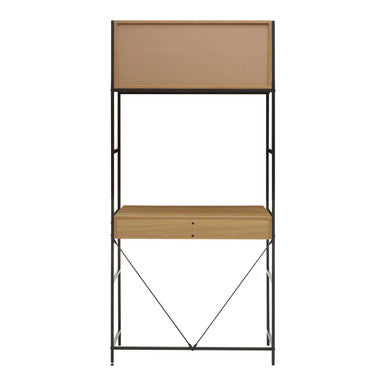 Orsina Bradbury Natural Oak Effect Desk with Storage and Metal Frame
