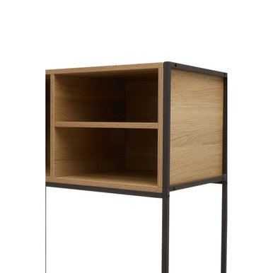 Orsina Bradbury Natural Oak Effect Desk with Storage and Metal Frame