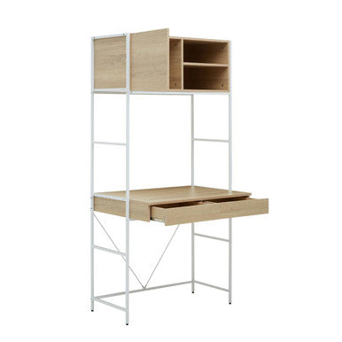 Orsina Bradbury Natural Oak Veneer Home Office Desk – Modern Writing Desk