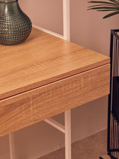 Orsina Bradbury Natural Oak Veneer Home Office Desk – Modern Writing Desk