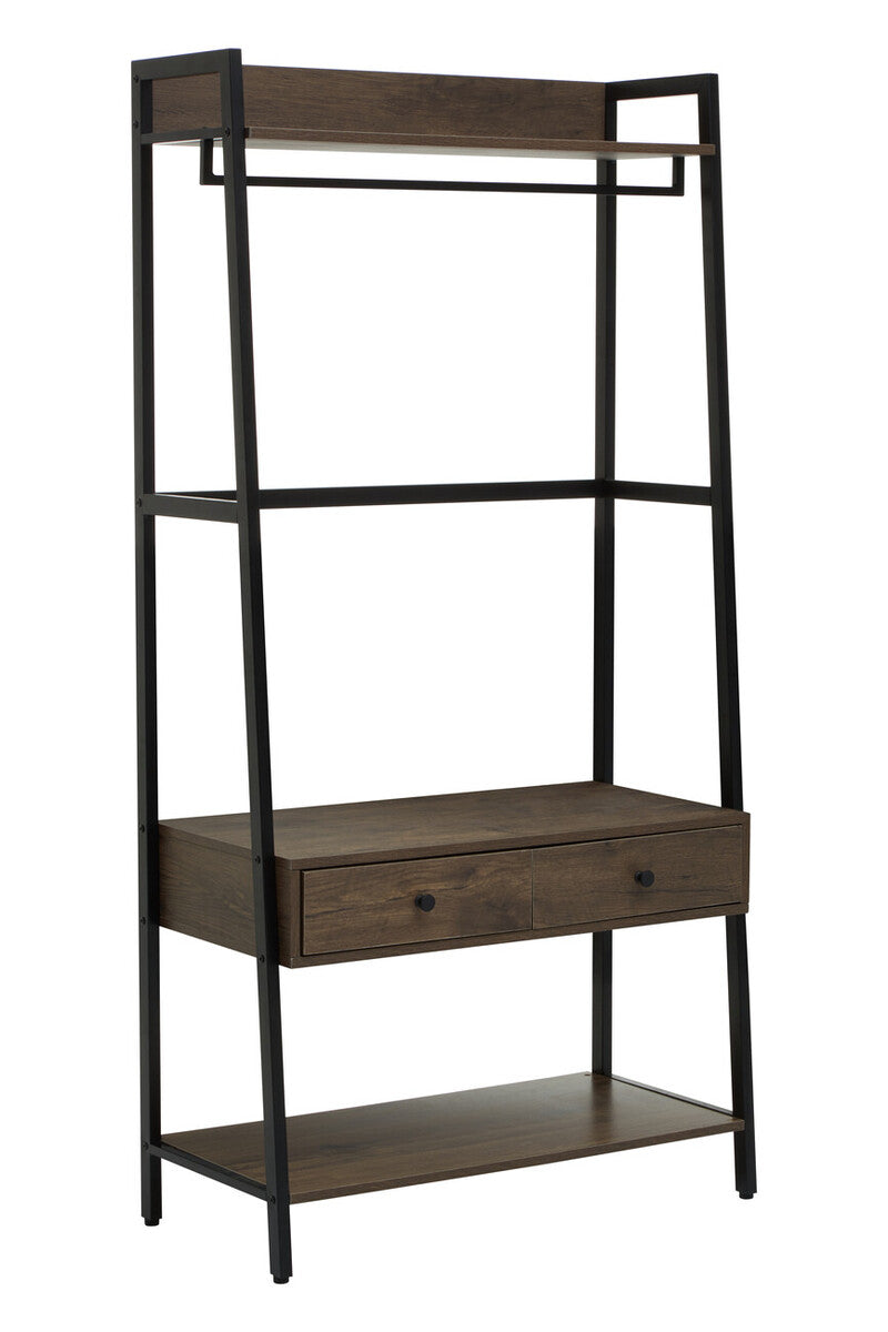 Orsina Bradbury Open Wardrobe – Dark Oak Storage Unit with Drawers