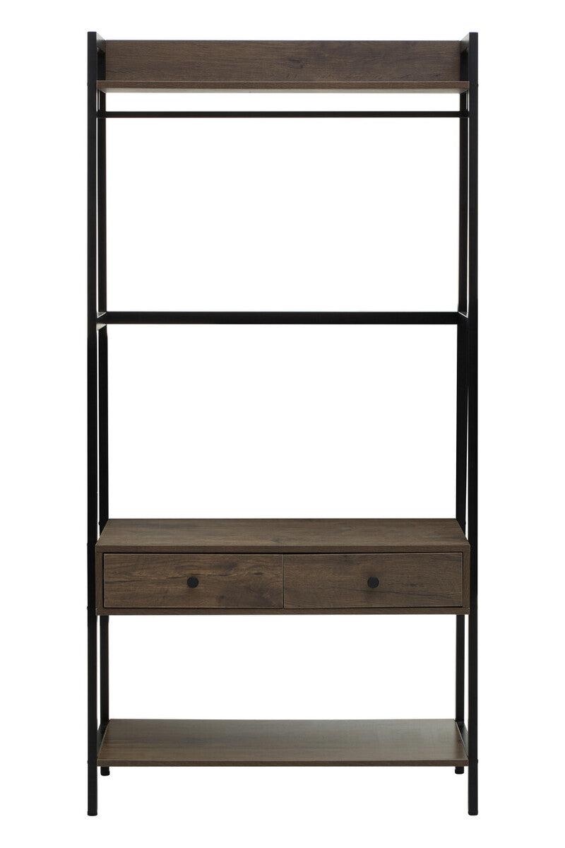 Orsina Bradbury Open Wardrobe – Dark Oak Storage Unit with Drawers