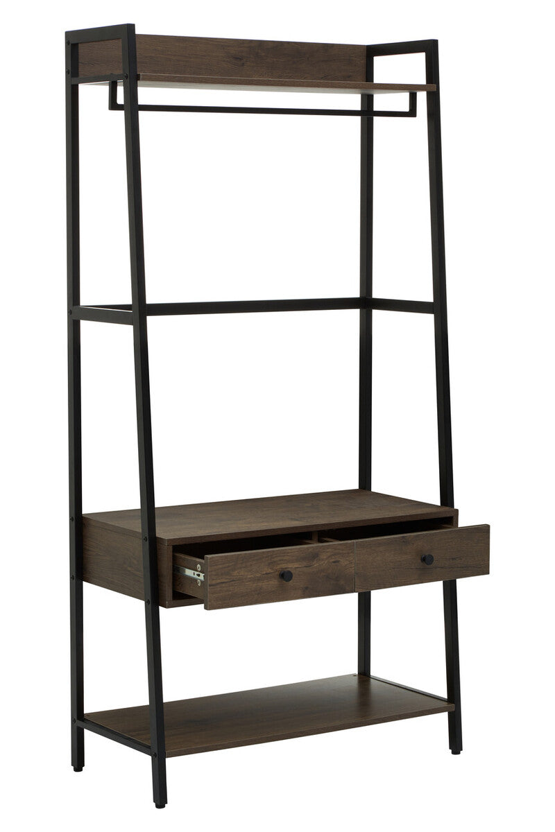Orsina Bradbury Open Wardrobe – Dark Oak Storage Unit with Drawers