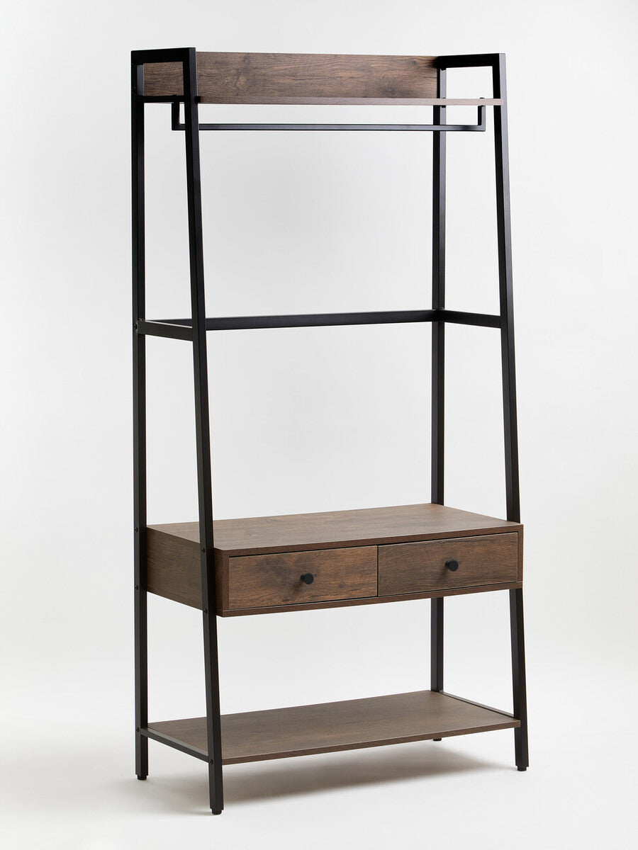 Orsina Bradbury Open Wardrobe – Dark Oak Storage Unit with Drawers
