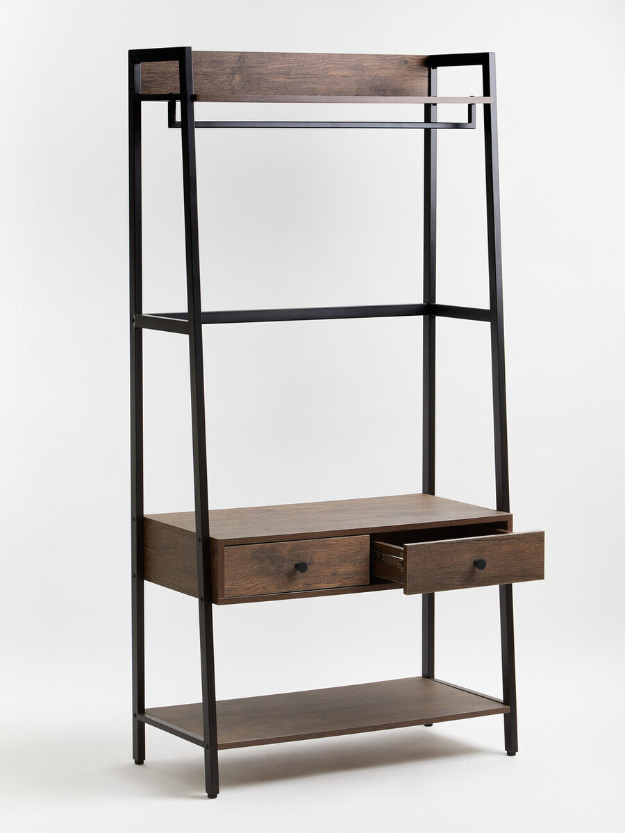 Orsina Bradbury Open Wardrobe – Dark Oak Storage Unit with Drawers
