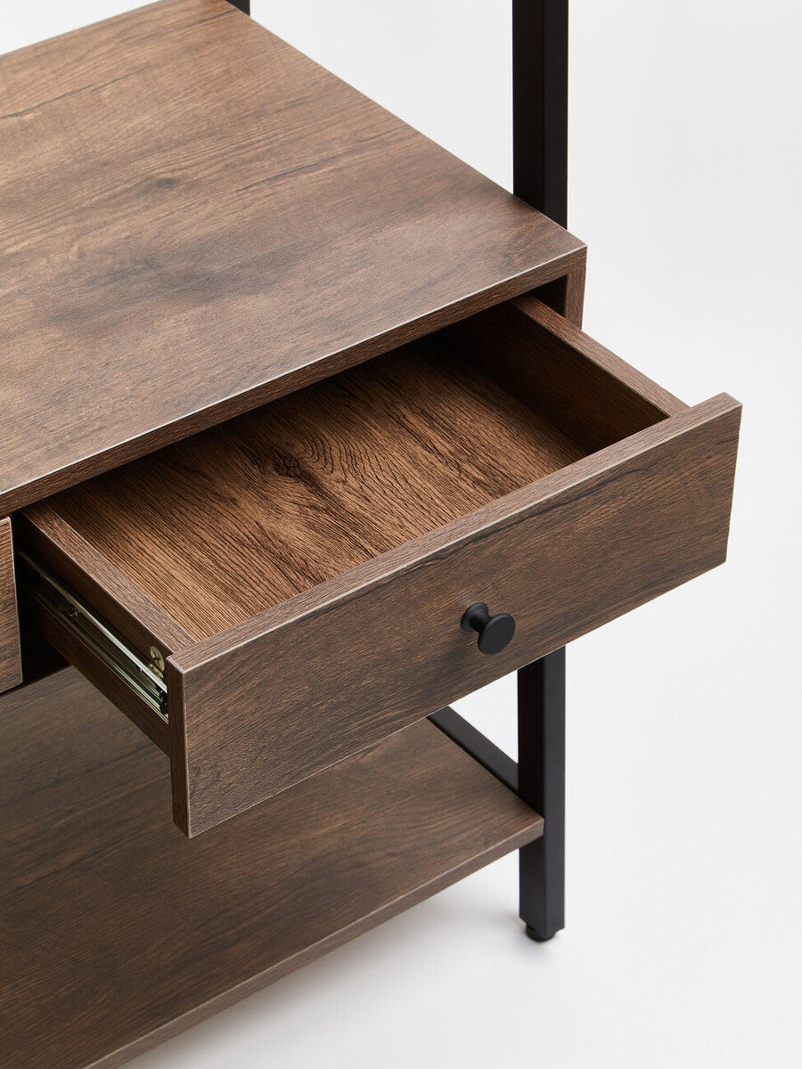 Orsina Bradbury Open Wardrobe – Dark Oak Storage Unit with Drawers