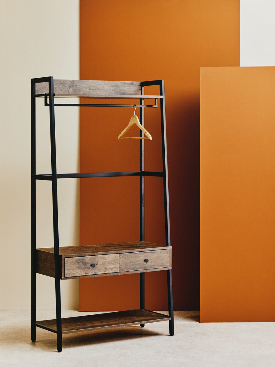 Orsina Bradbury Open Wardrobe – Dark Oak Storage Unit with Drawers
