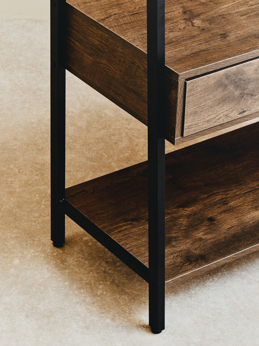 Orsina Bradbury Open Wardrobe – Dark Oak Storage Unit with Drawers