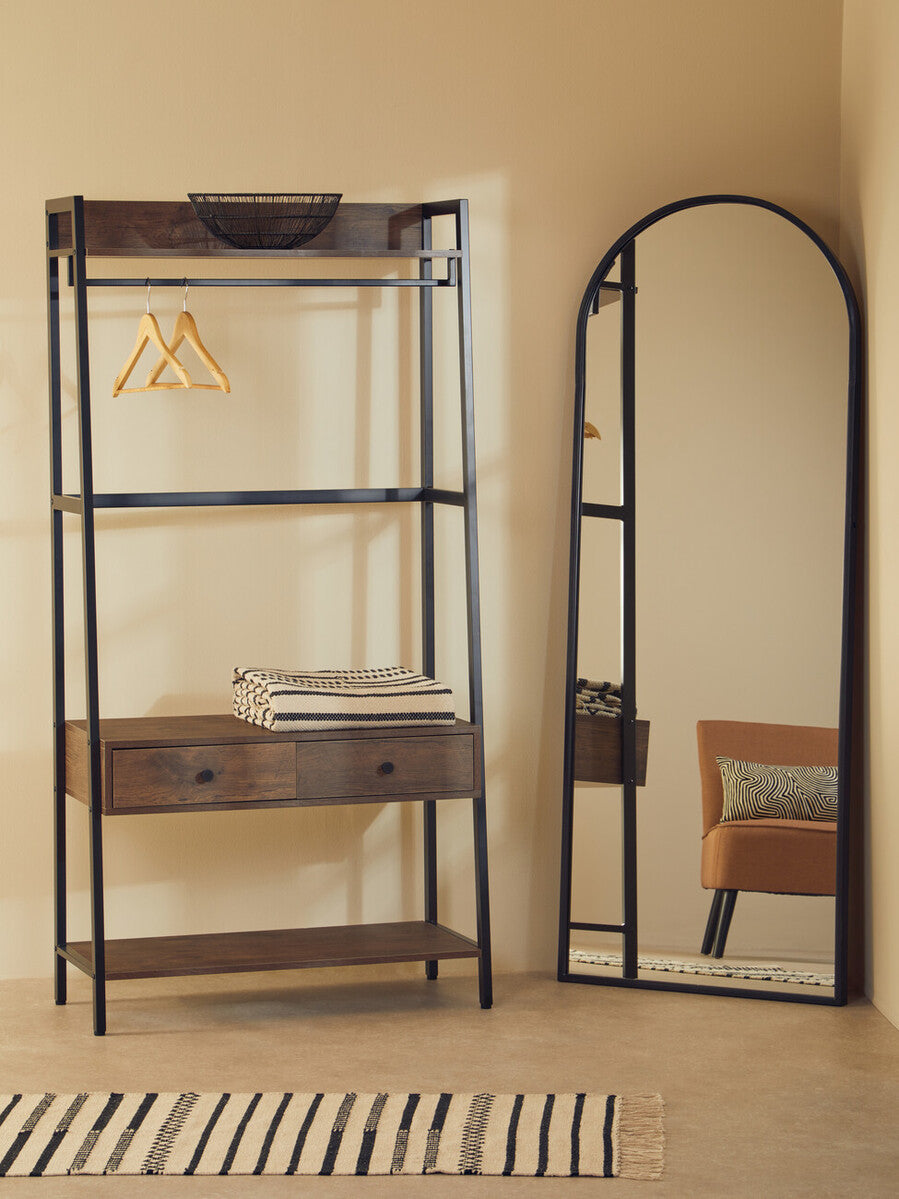 Orsina Bradbury Open Wardrobe – Dark Oak Storage Unit with Drawers