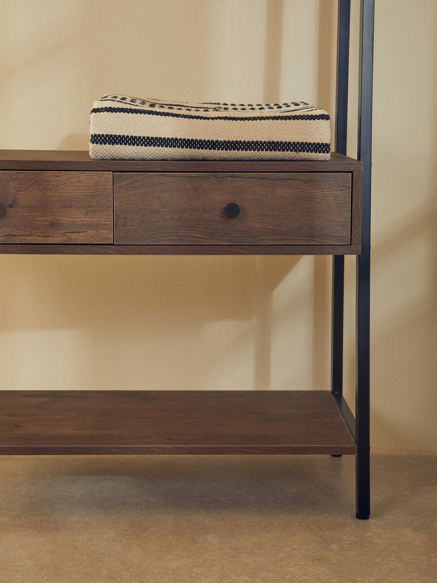 Orsina Bradbury Open Wardrobe – Dark Oak Storage Unit with Drawers