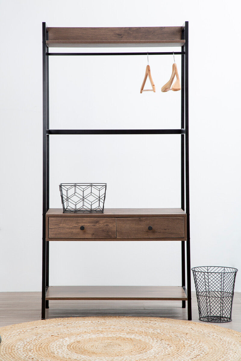 Orsina Bradbury Open Wardrobe – Dark Oak Storage Unit with Drawers