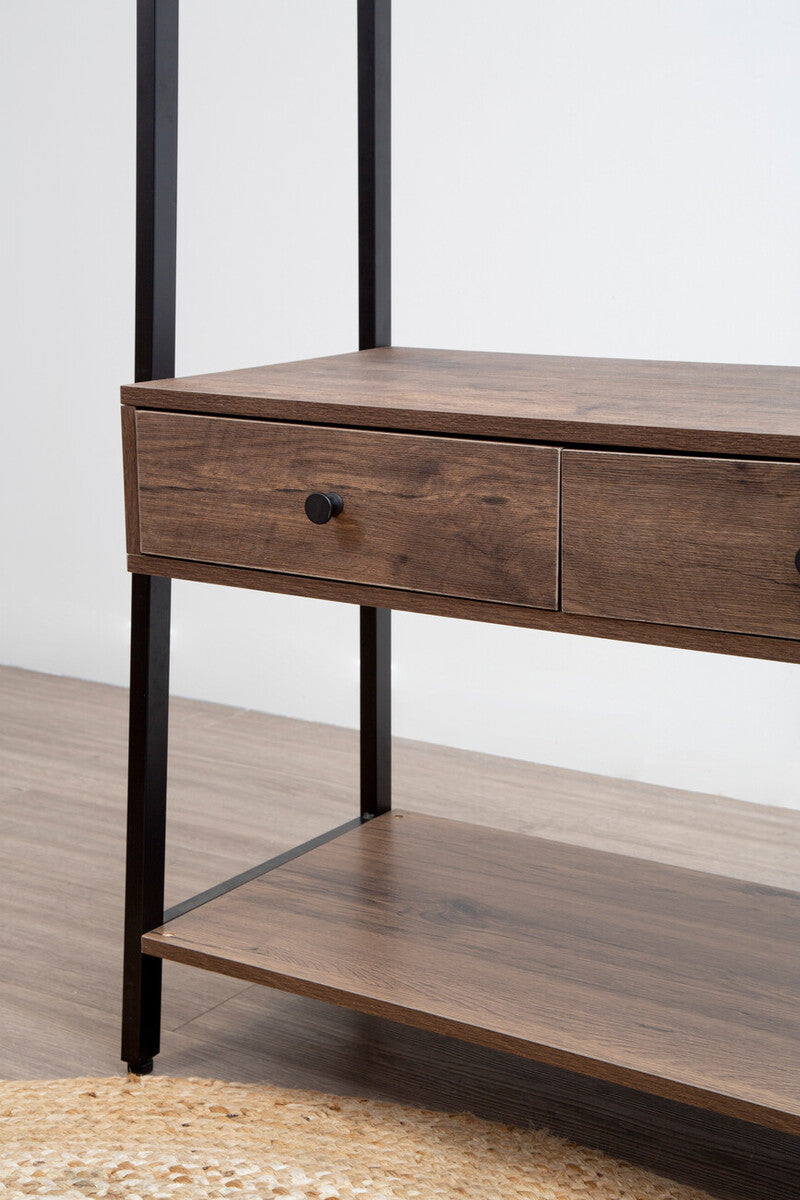 Orsina Bradbury Open Wardrobe – Dark Oak Storage Unit with Drawers
