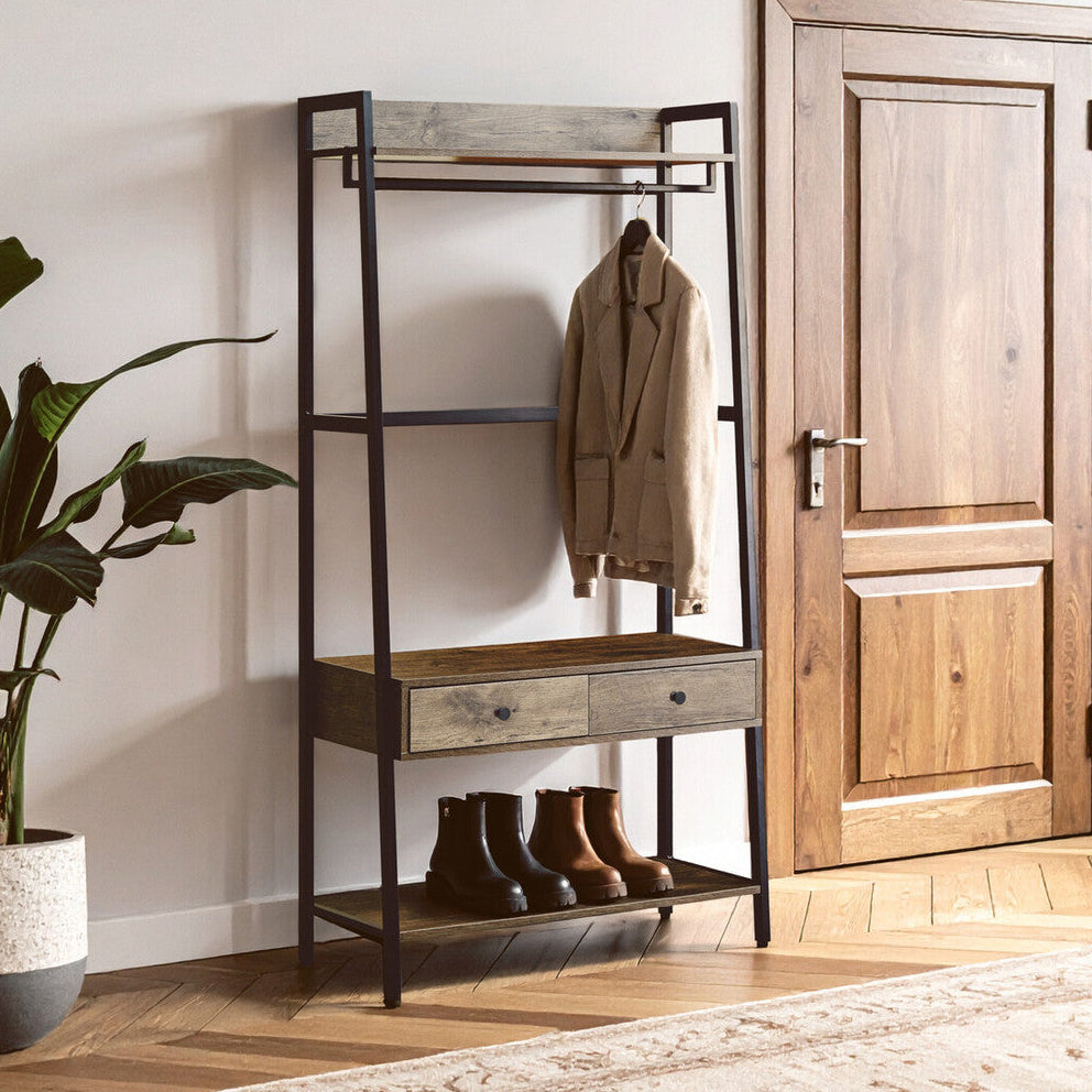 Orsina Bradbury Open Wardrobe – Dark Oak Storage Unit with Drawers