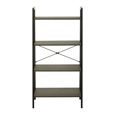 Orsina Bradbury 4-Tier Ladder Shelf – Dark Oak Veneer & Metal