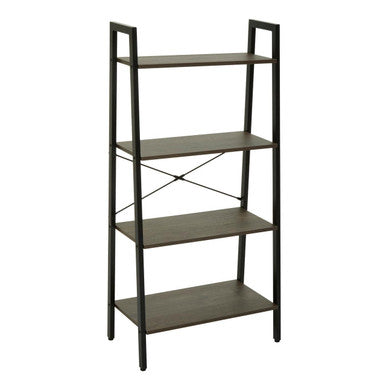 Orsina Bradbury 4-Tier Ladder Shelf – Dark Oak Veneer & Metal