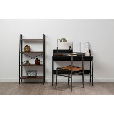 Orsina Bradbury 4-Tier Ladder Shelf – Dark Oak Veneer & Metal