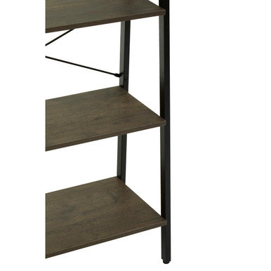 Orsina Bradbury 4-Tier Ladder Shelf – Dark Oak Veneer & Metal