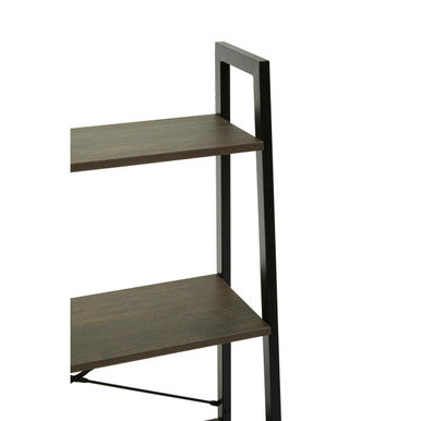 Orsina Bradbury 4-Tier Ladder Shelf – Dark Oak Veneer & Metal