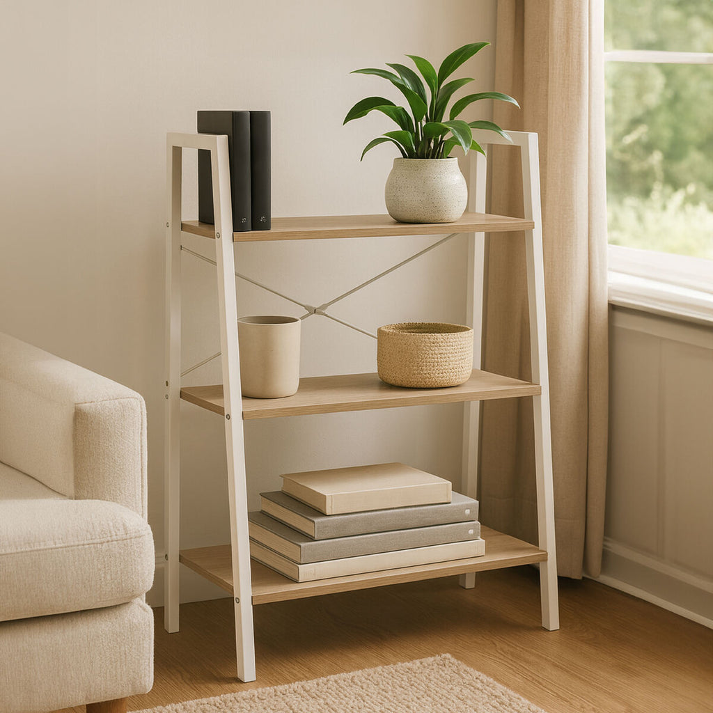 Orsina Bradbury 3-Tier Ladder Shelf – Natural Oak Veneer Unit