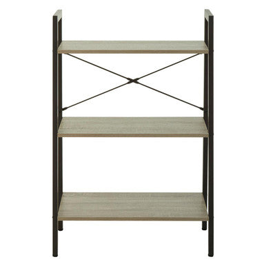 Orsina Bradbury 3-Tier Grey Oak Veneer Ladder Shelf Unit | Metal Frame