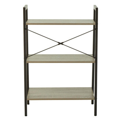 Orsina Bradbury 3-Tier Grey Oak Veneer Ladder Shelf Unit | Metal Frame