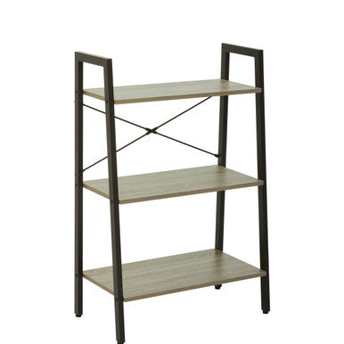 Orsina Bradbury 3-Tier Grey Oak Veneer Ladder Shelf Unit | Metal Frame